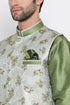 VASTRAMAY Baap Beta Silk Blend Green Jacket